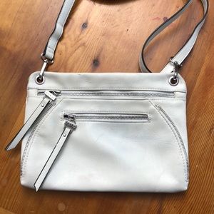 Nicole Miller Soft White Leather Crossbody Bag
